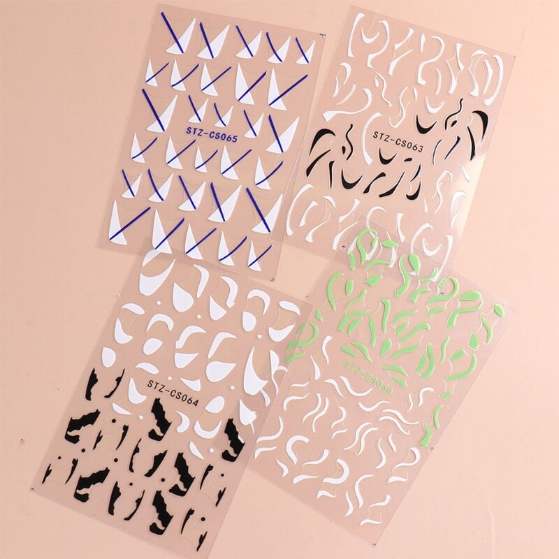 Nail Stickers 3D Shiny Glitter Silver White Green Black Slider Decal French Tips