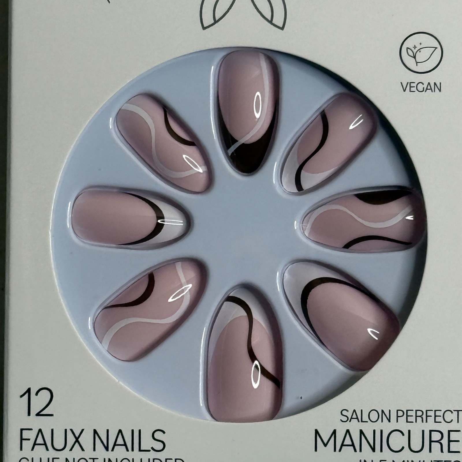 Pretty Woman Press On Nails Nude Blush Pink Swirl 12pc Vegan Manicure