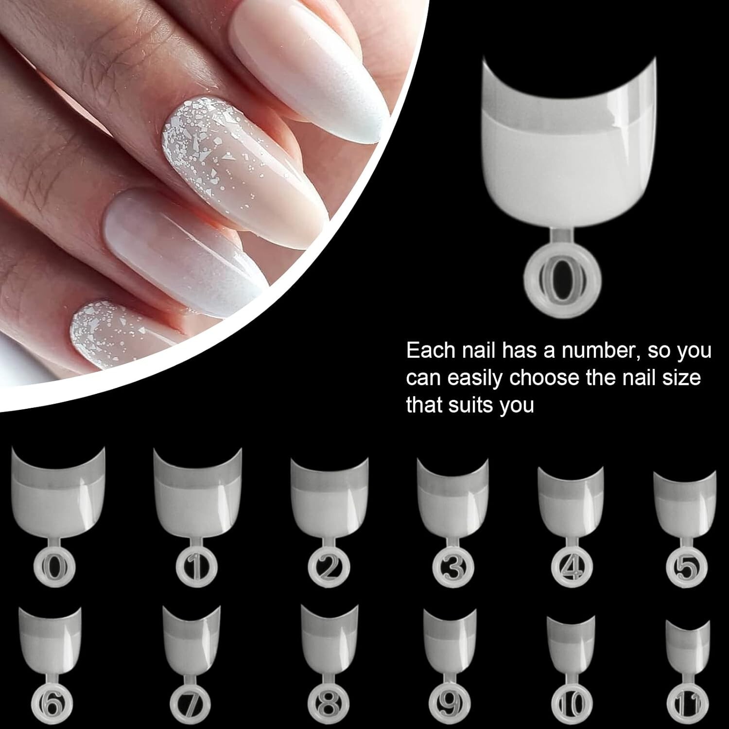 Short Nail Tips- 600PCS Oval Half Cover False Tips 12 Sizes round Acrylic Nails