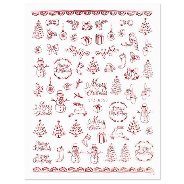 Christmas Foil Transfers Nail Art Metallic Snowflakes Reindeer Stickers Decals