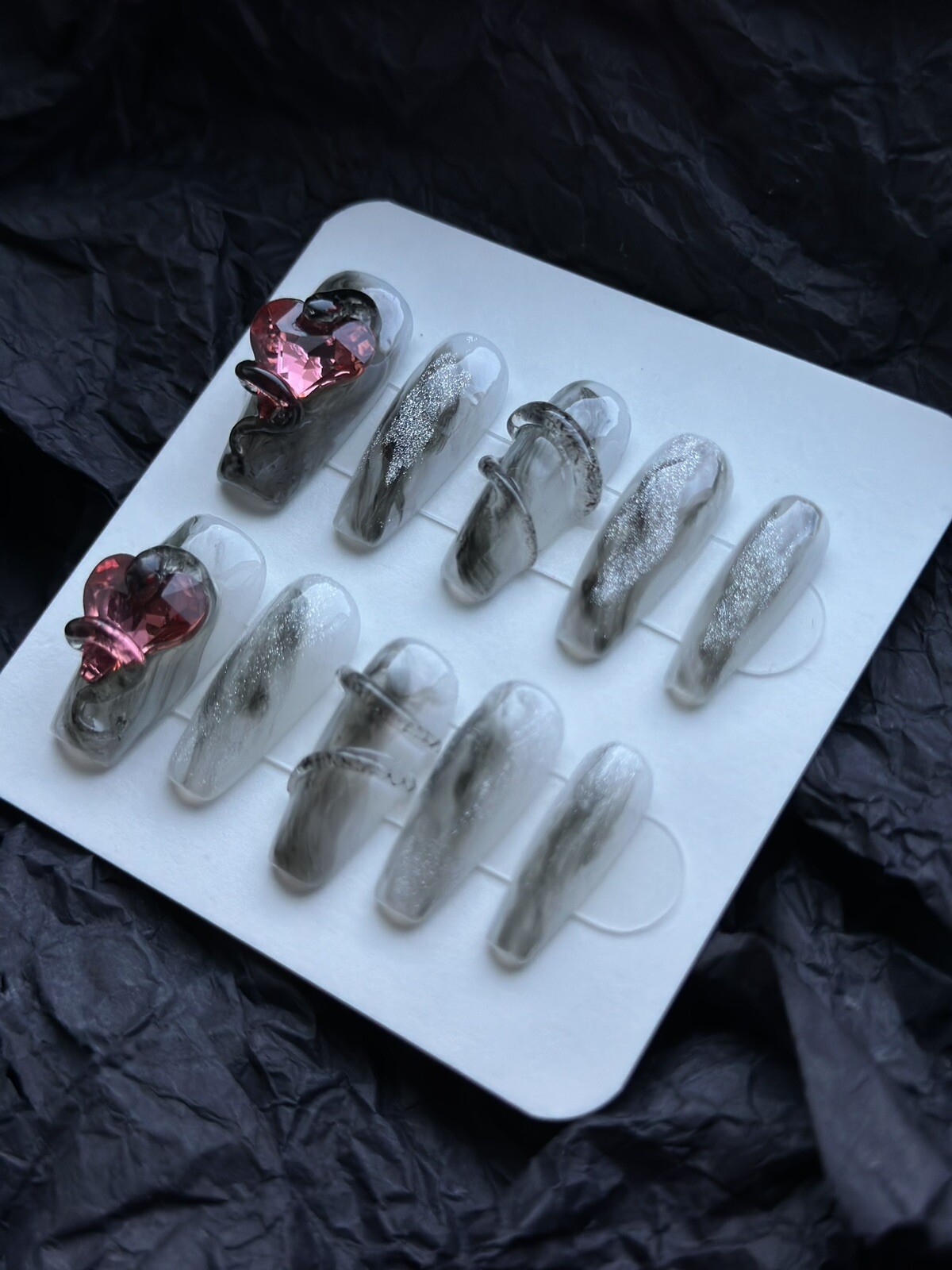 CUSTOM Handmade press on Gel nails long coffin Cool Snake Nails Set Size:S