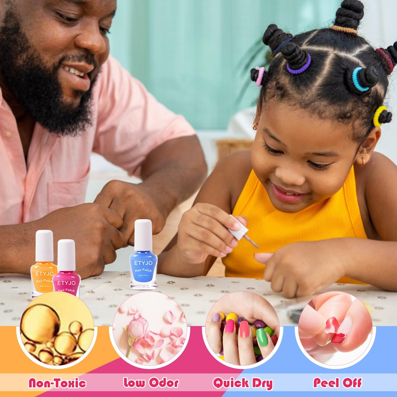 Kids Nail Polish Set – 12 Glitter Colors, Non-Toxic, Water-Based Peel-off, Qu…