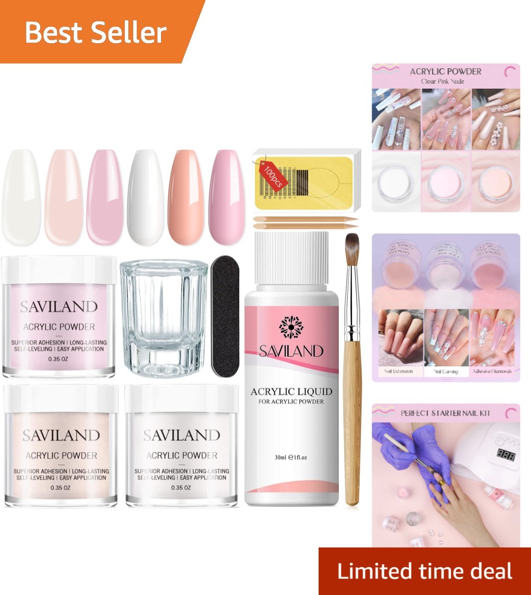 Luxury Acrylic Nail Starter Kit with Pink Nude Powder & Complete Accessories