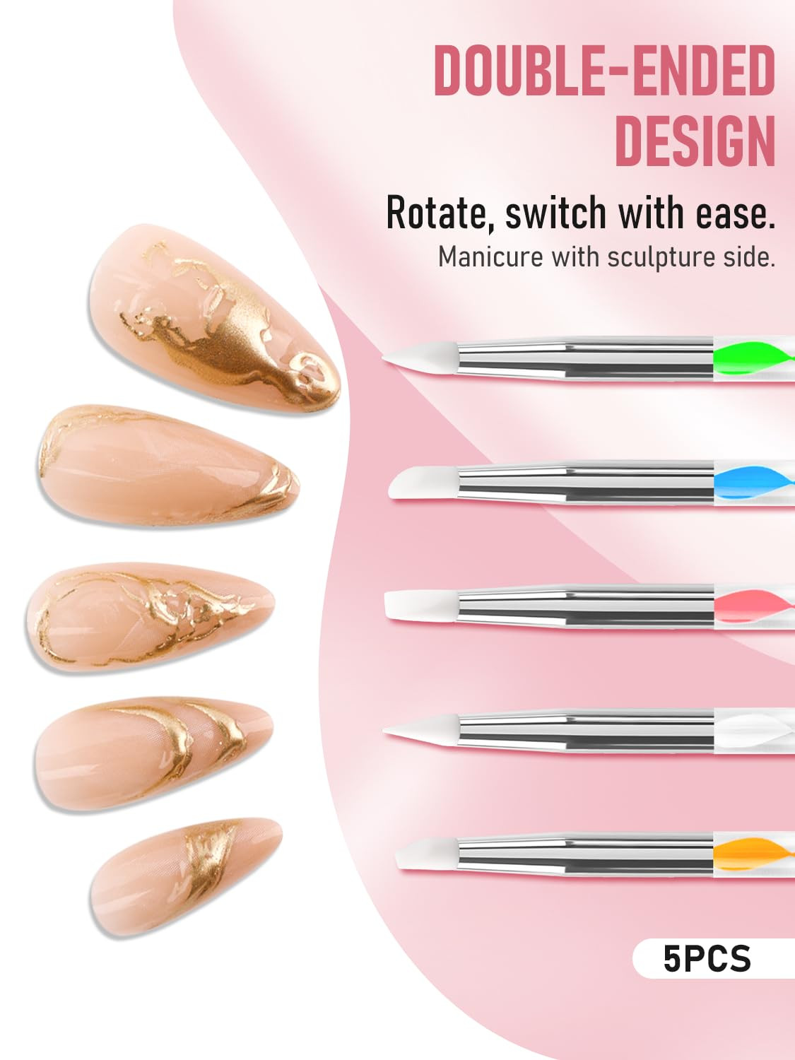 YOOVR 223-In-1 Nail Art Tools, 200 Nail Sponges for Ombre, 20 Brushes Set | Nail