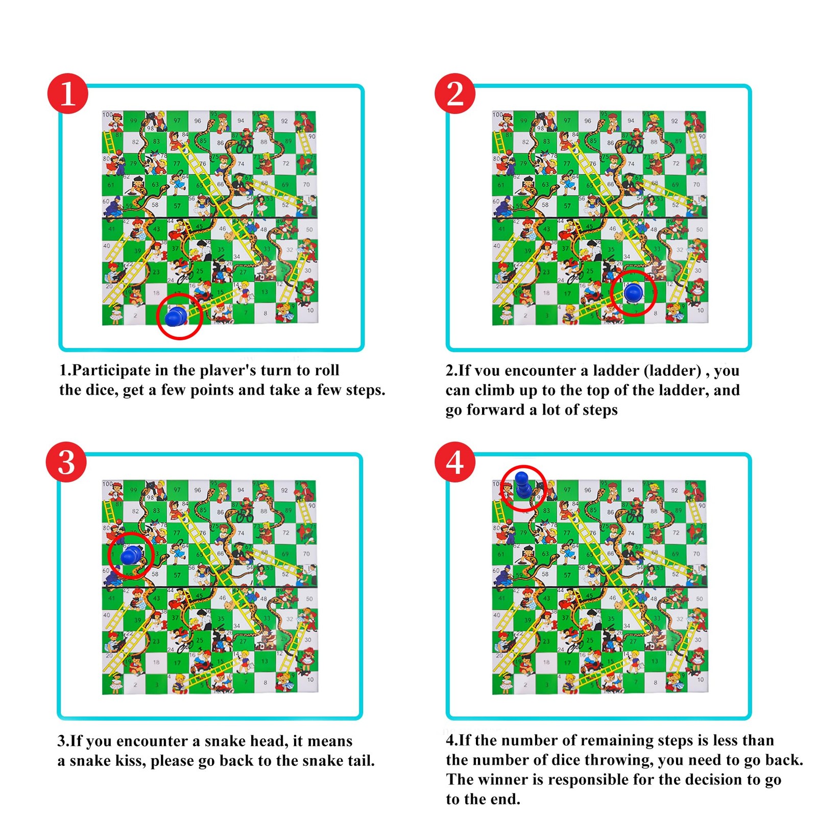 KIDAMI Mini Magnetic Snakes and Ladders Board Game 8 inches, &