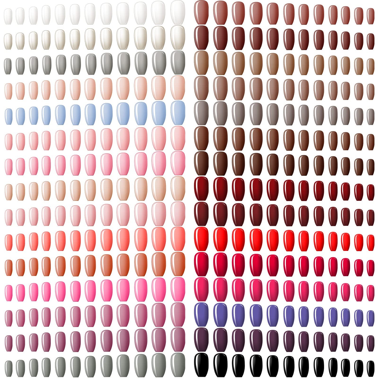 720 Pieces 30 Sets Medium Square False Nails Artificial Ballerina Glossy Pres…