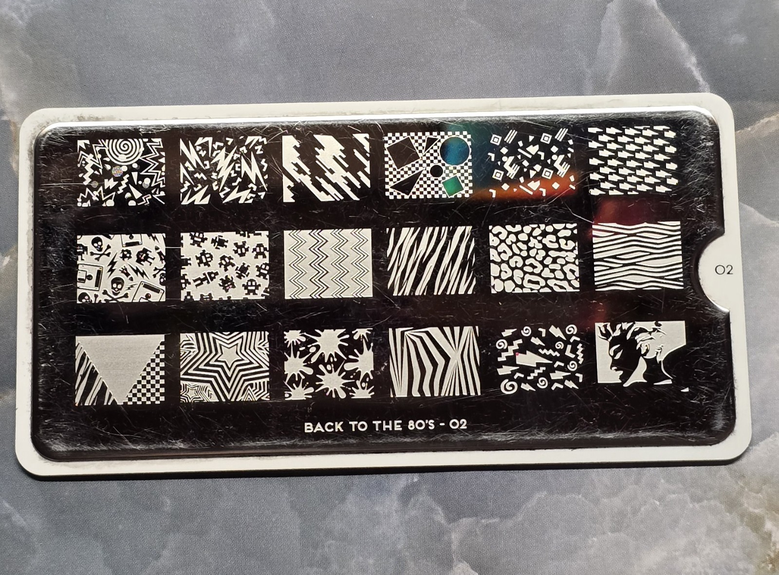 MoYou London Back To The 80’s Nail Stamp Plate 70’s 90’s Paint Splatter Retro