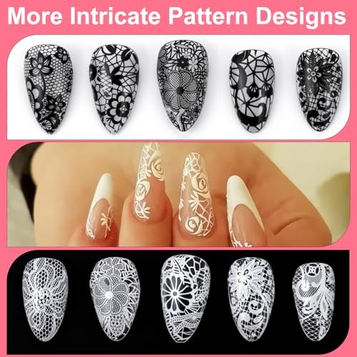 20 Rolls Lace Nail Foil Transfer Sheets, 2 Boxes Lace Nail Foil Stickers,