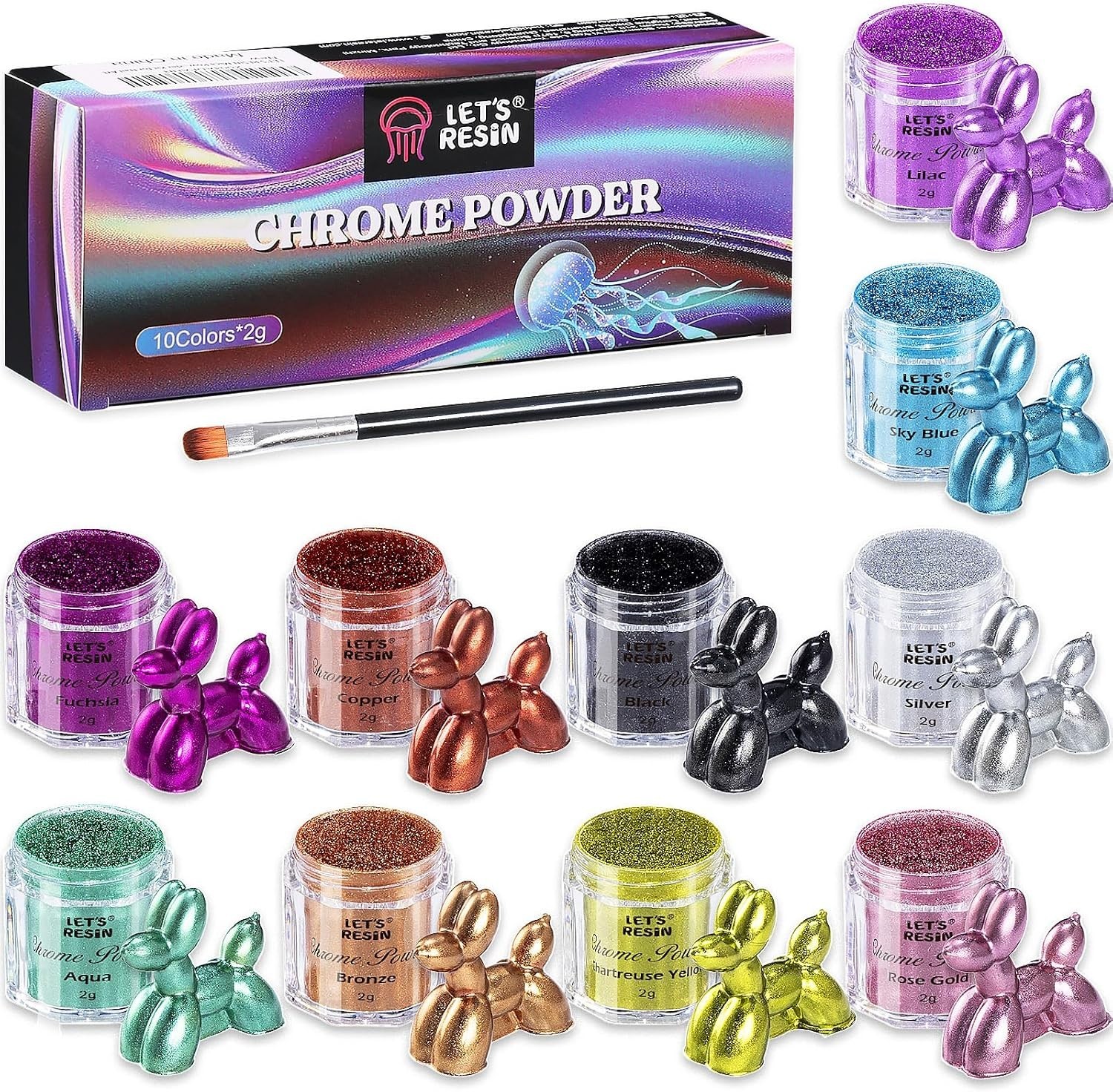 Versatile 10-Color Chrome Powder for Nail Art, Resin, and Crafting Masterpieces