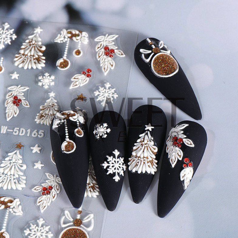 Christmas Nail Art Stickers Snowflake Santa Orinement Decals Self-Adhesive NS53