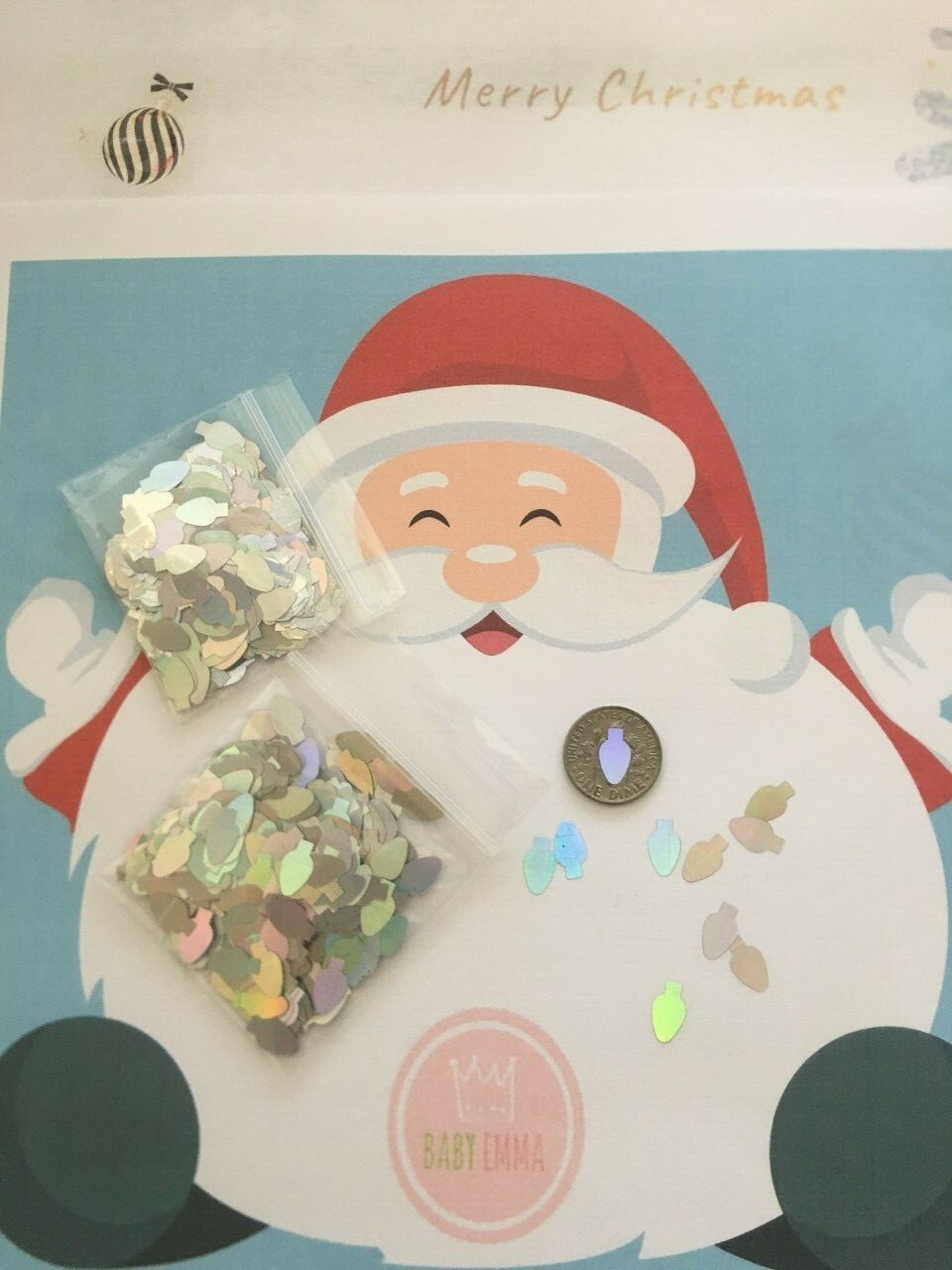 HOLO CHRISTMAS Light Blub Shape (Silver) Glitter 10mm Nail Art Face CraftsDIY-US