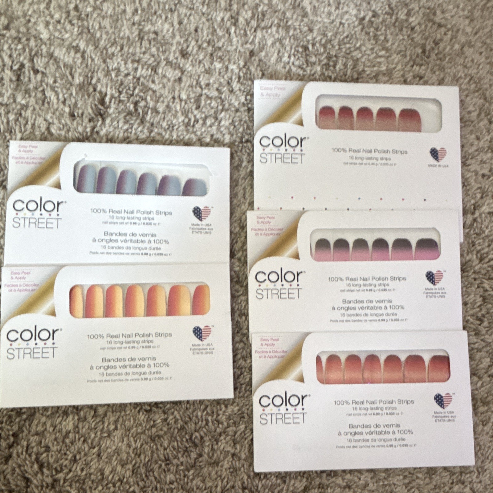Color Street Nail Polish Strips Multicolor Gradient Pre-Designed for Fingers