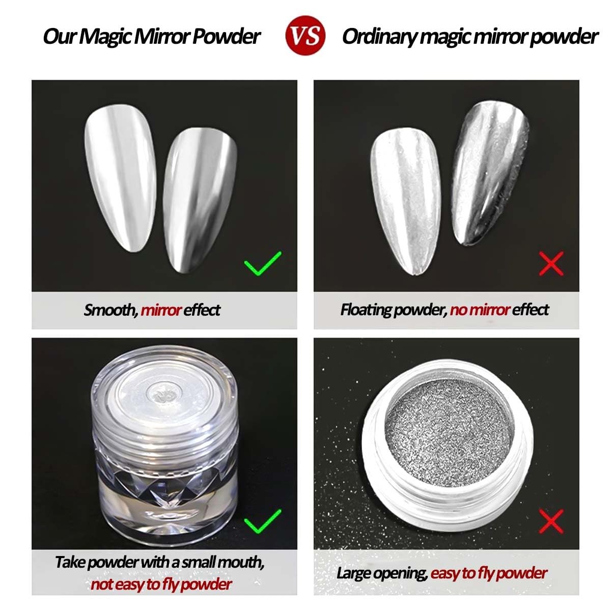 Chrome Nail Powder Metallic Gold And Sier, Magic Mirror Effect Pient