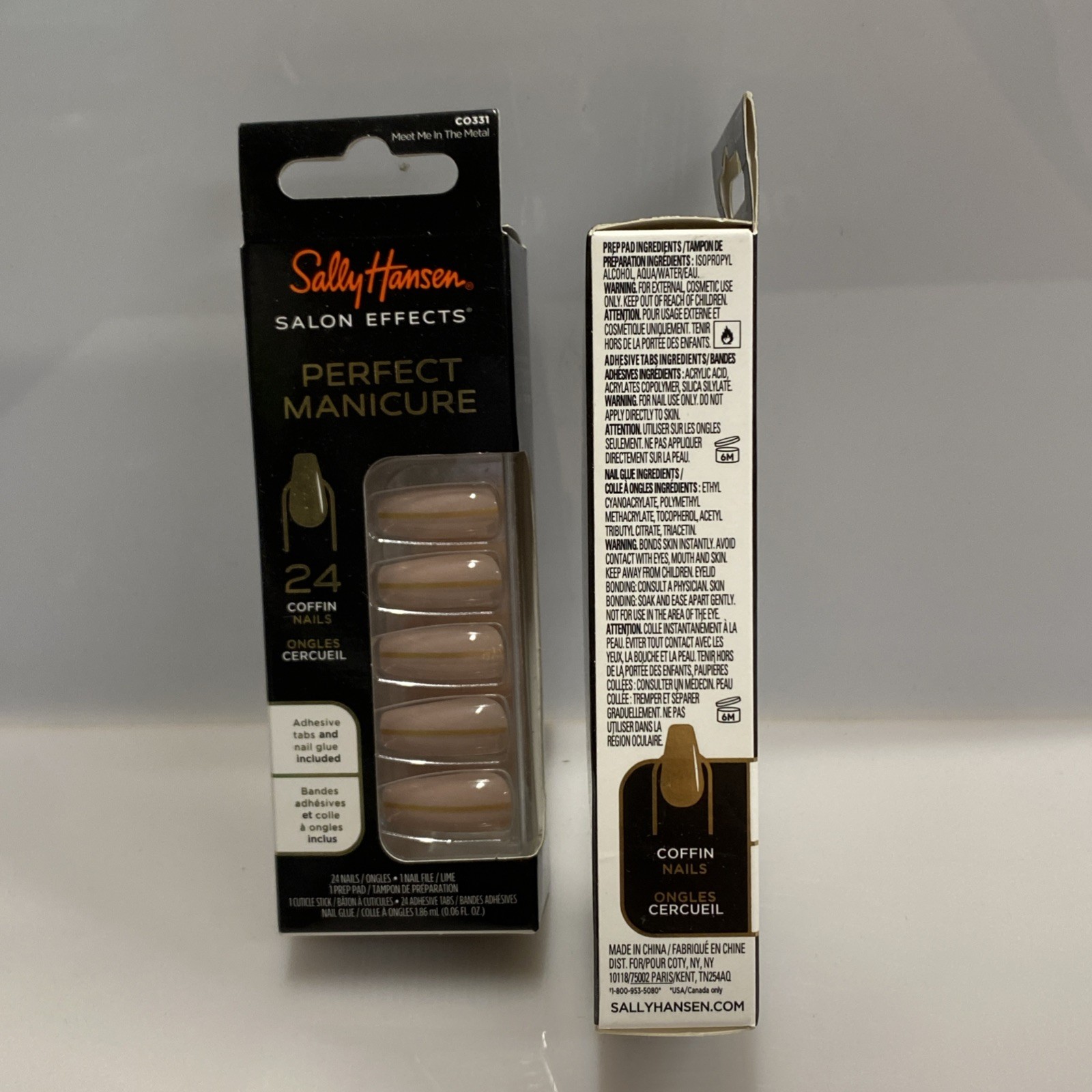 2 pack – Sally Hansen Perfect Manicure Meet Me in the Metal 24 nails in ea, Nude