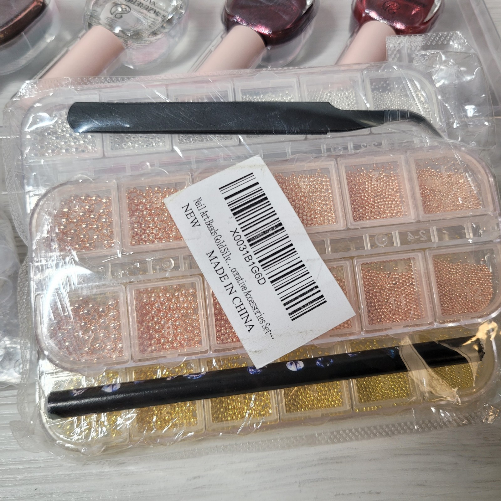 AZUREBEAUTY Nail Polish Bundle- 40 Pcs Clear Nail Color Sticks & Deco Press Nail