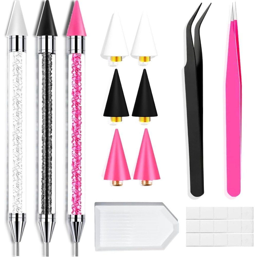 Rhinestone Picker Tool Kit with Head Wax Pens Curved Straight Tweezers and