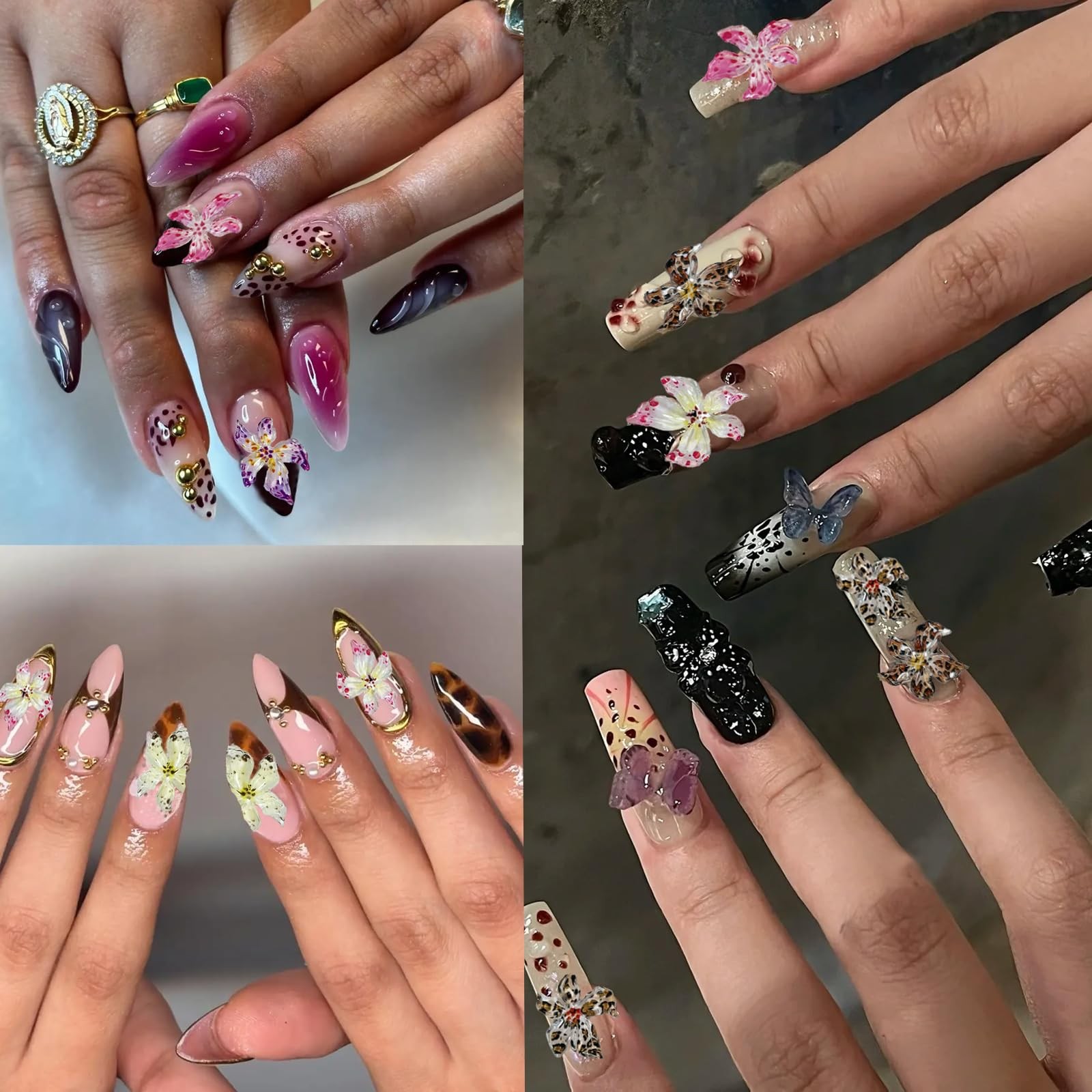80PCS 3D Flower Nail Charms for Nail Art–Colorful Flower Charms for Nails, Em…