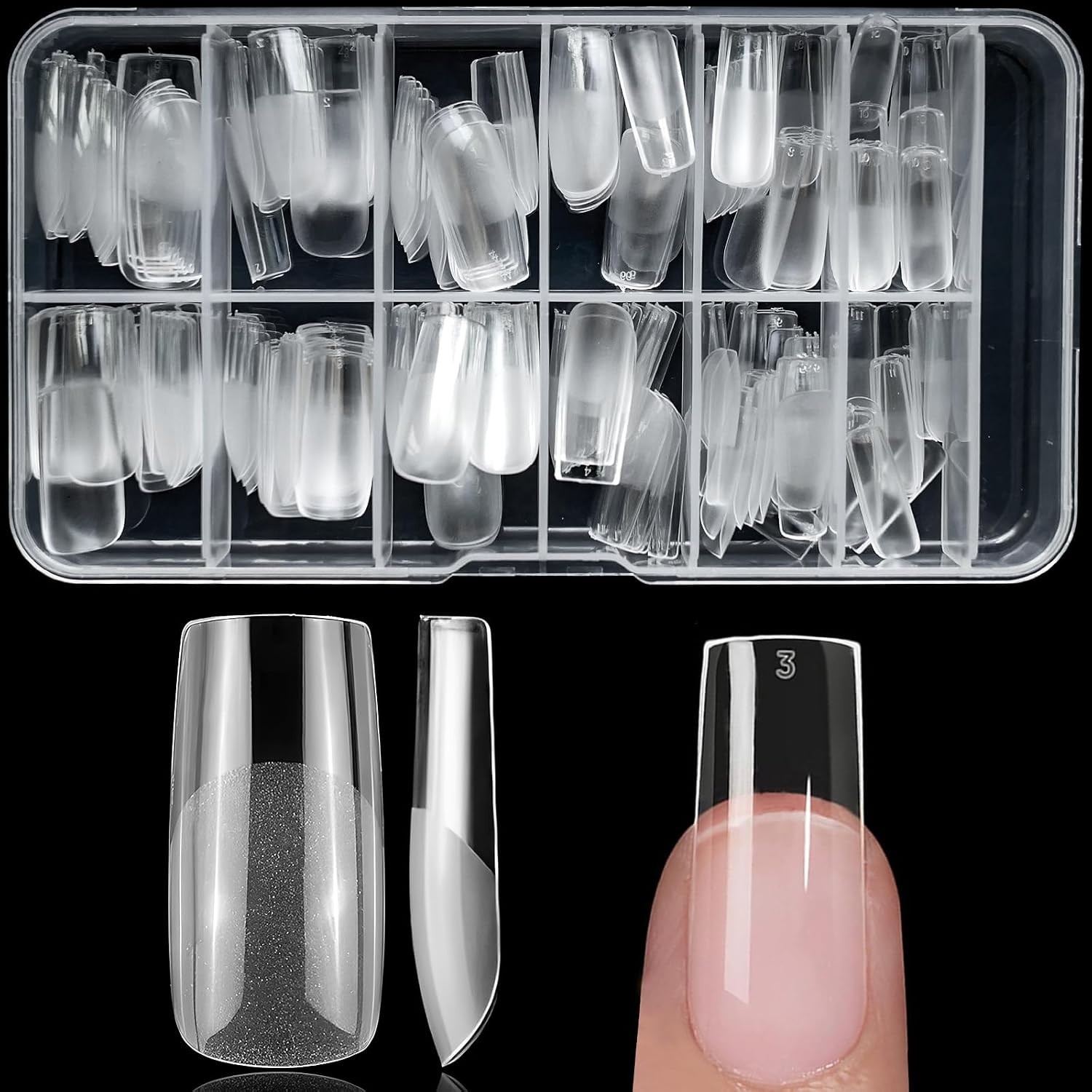 240Pc Square Gel Nail Tips Short Fake Nails Clear Press on Nails Acrylic Nails