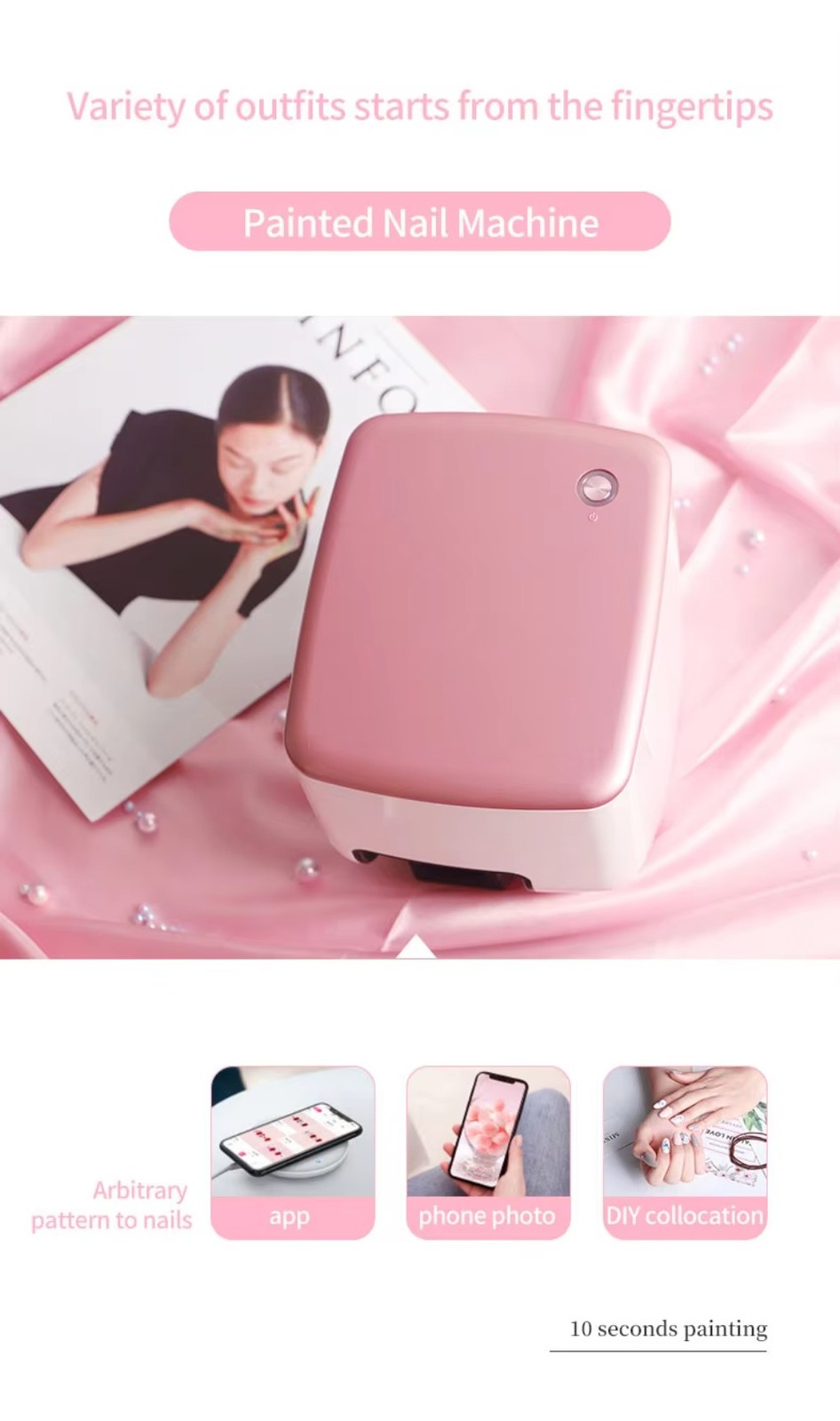 Digital Auto Nail Printer for 3D Art Painting, Portable Fingernail Printer