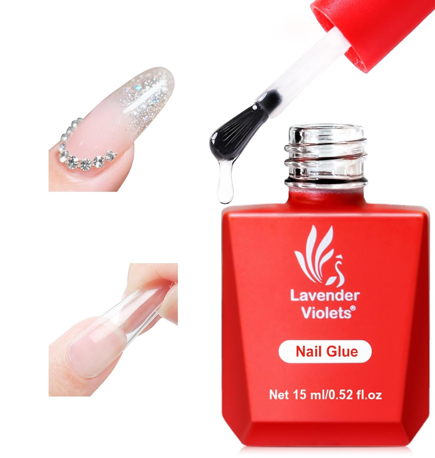 15ml 5 in 1 Nail Glue Gel for Nail Tips and Clear Acrylic Nails Long Lasting,…
