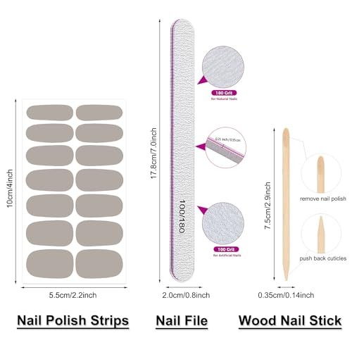 12 Sheets Nail Stickers Full Nail Wraps Solid Color Nail Polish Stickers Gray