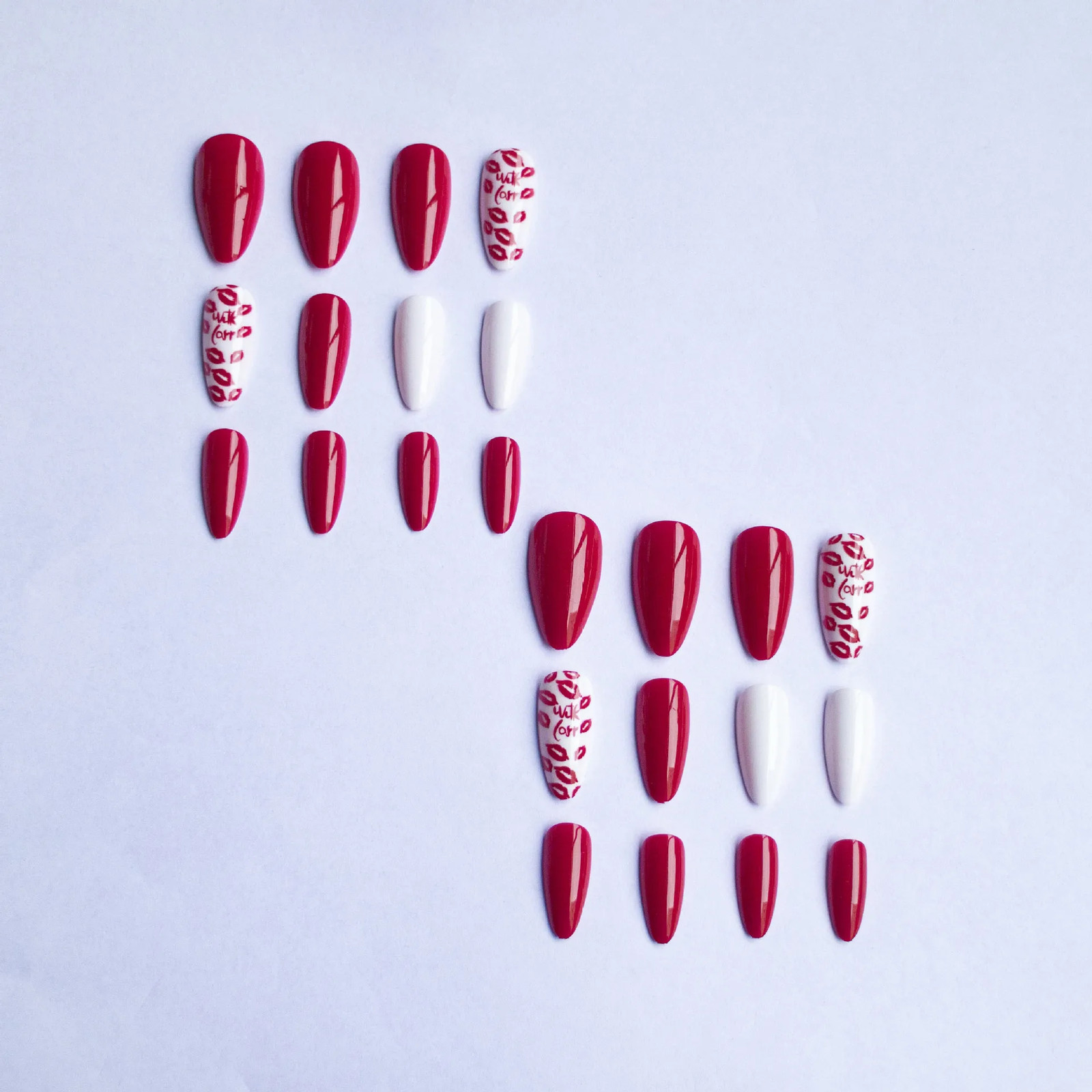 24pcs 3D Bow Pearl Cherry French Press On Nails