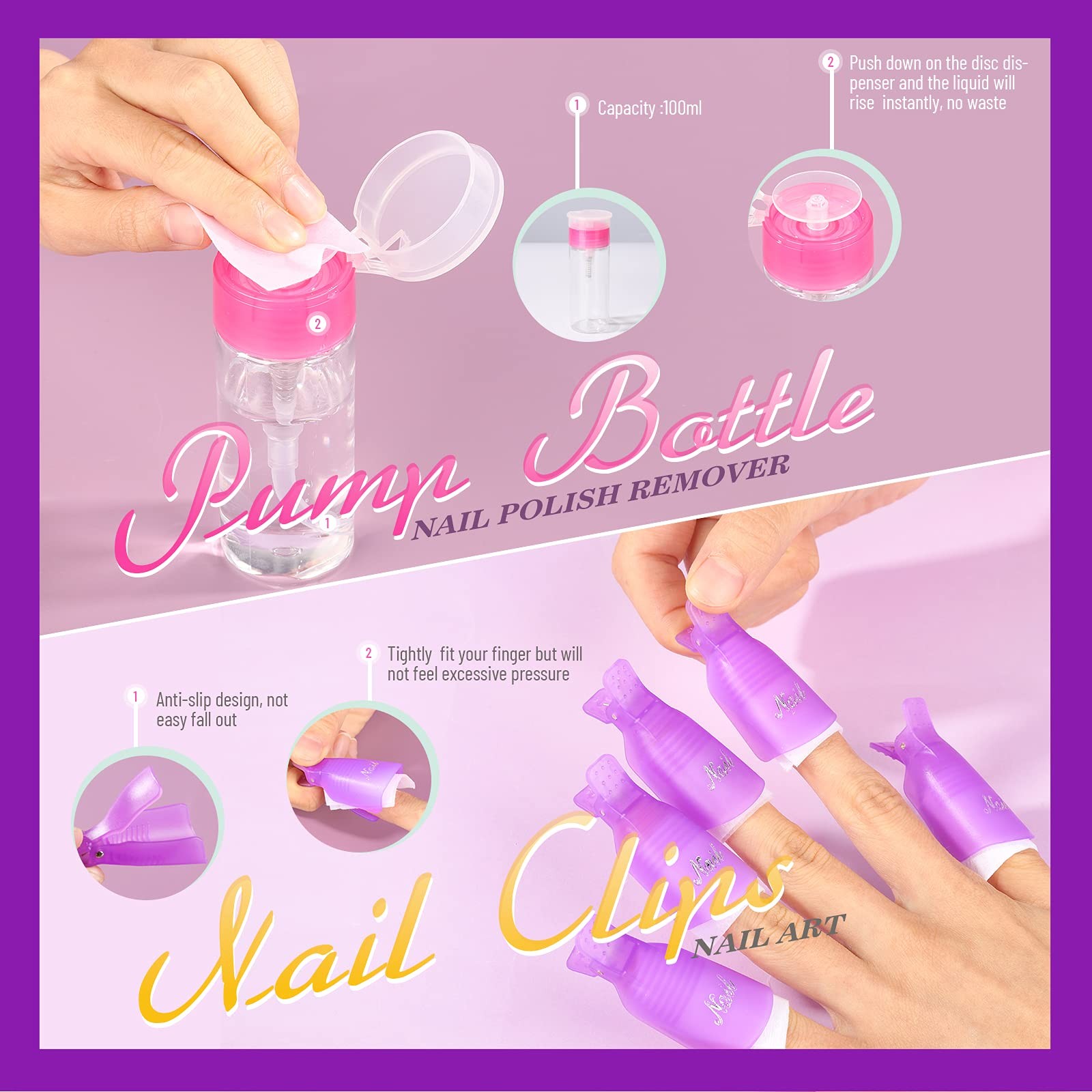 Teenitor Nail Gel Polish Dipping Powder Remover Tools 519 Piece Set, Purple