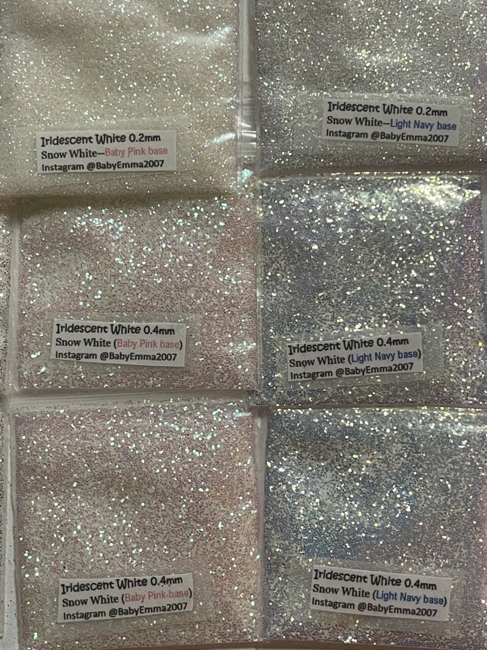 Iridescent White Glitter Hex Snow White: SILVER/PINK/NAVY/BLUE sheen Nail-US-tsp