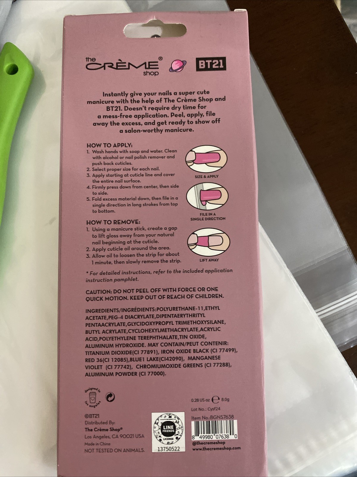 The Creme Shop BT21 Gel Nail Strip Kit – Set of 35 Shooky Cocoa Cutie BGNS7638