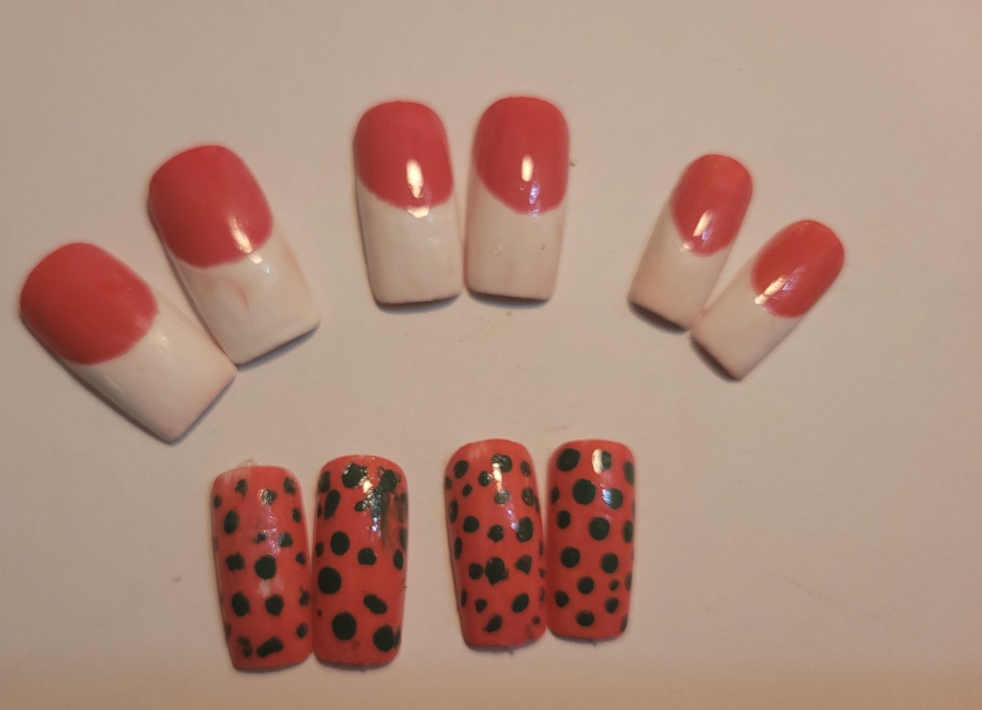 KAWAII FANTASY NAILS| Presson |Pink Size Large Square French point green #Damage