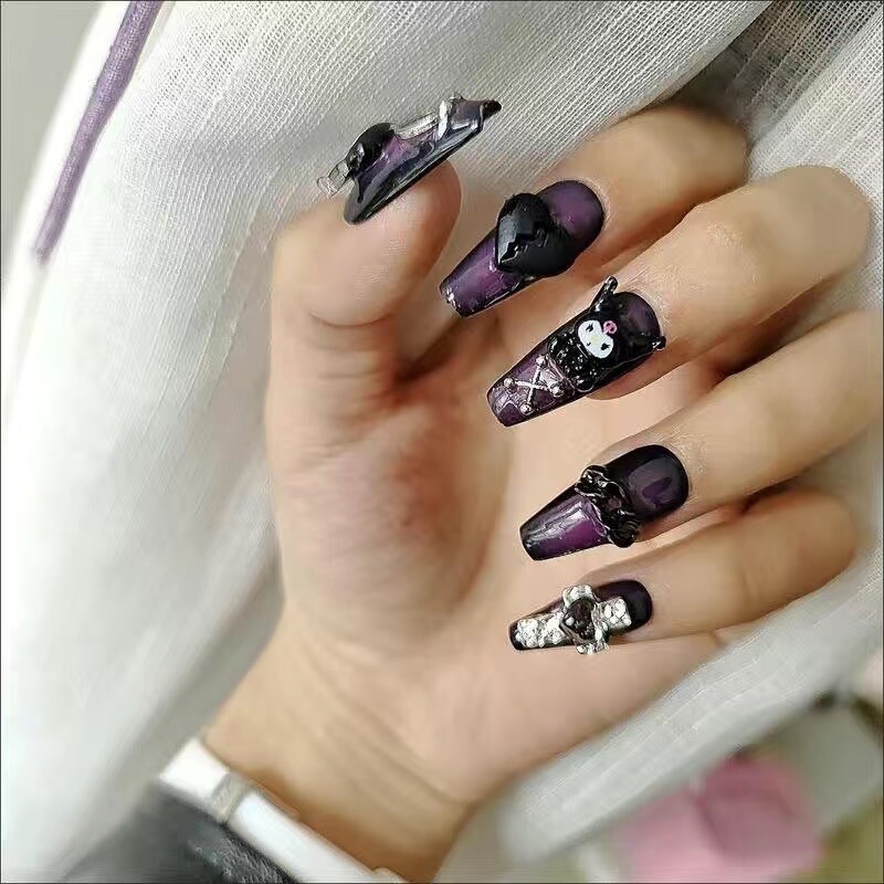 Kuromi handmade acrylic Press On Nails manicure instant faux nails