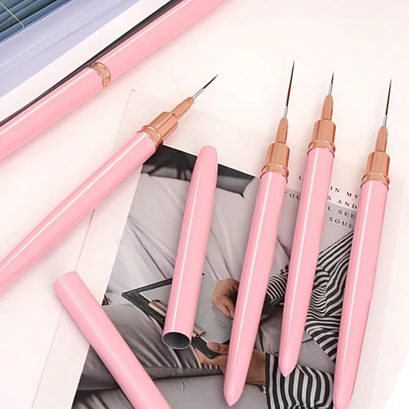 New 7/9/11/15/25mm Nail Liner Brush Set Drawing Lines Stripe Painting Flower Pen