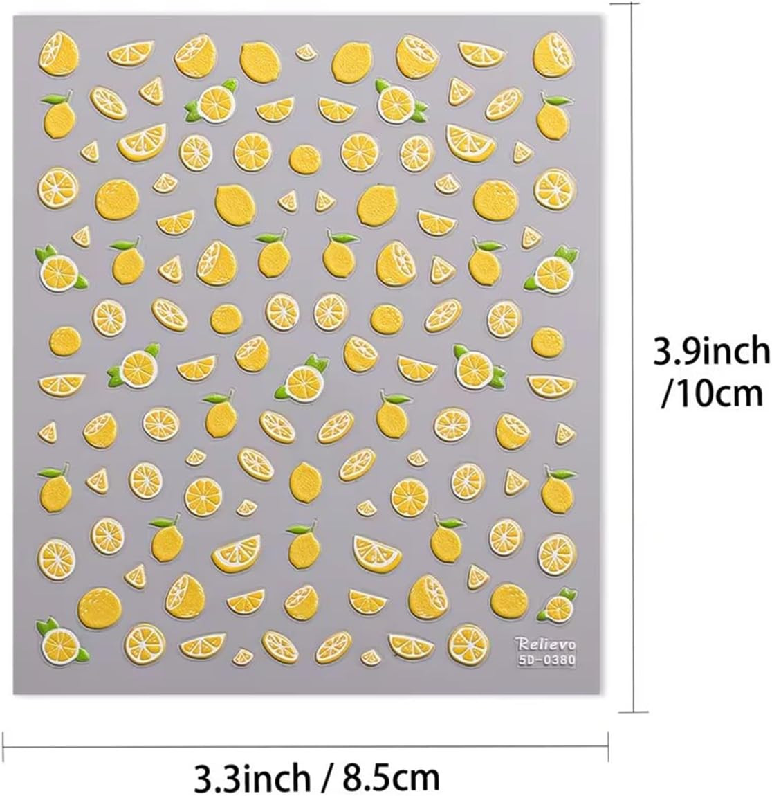 Lemon Nail Art Stickers Decals 5D Embossed Summer Lemon Nail Decals 1PCS Fruit S