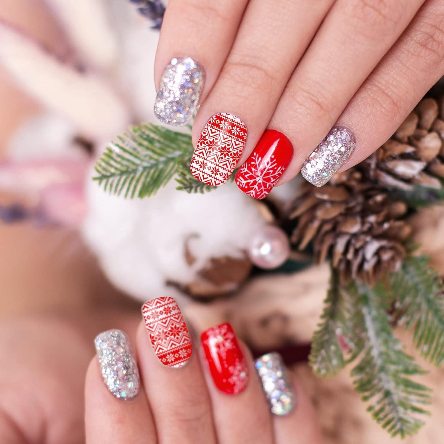 6 Pieces Christmas Nail Art Stamping Plates Kit Christmas Tree Snowflakes Ginger