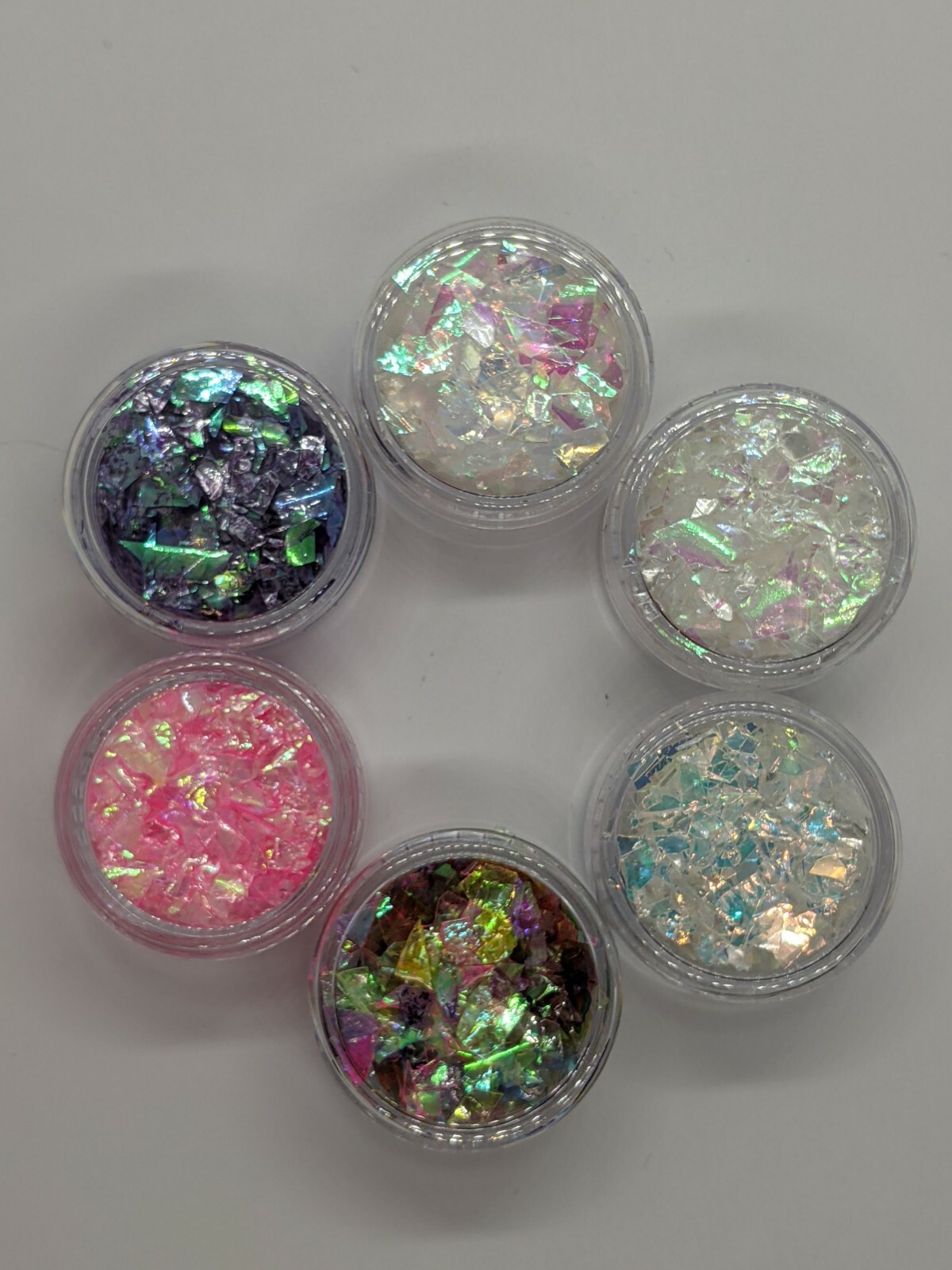 Mylar Shards/flakes, 6 Colours, Nail Art Embellishment, Glitter, UK Seller.