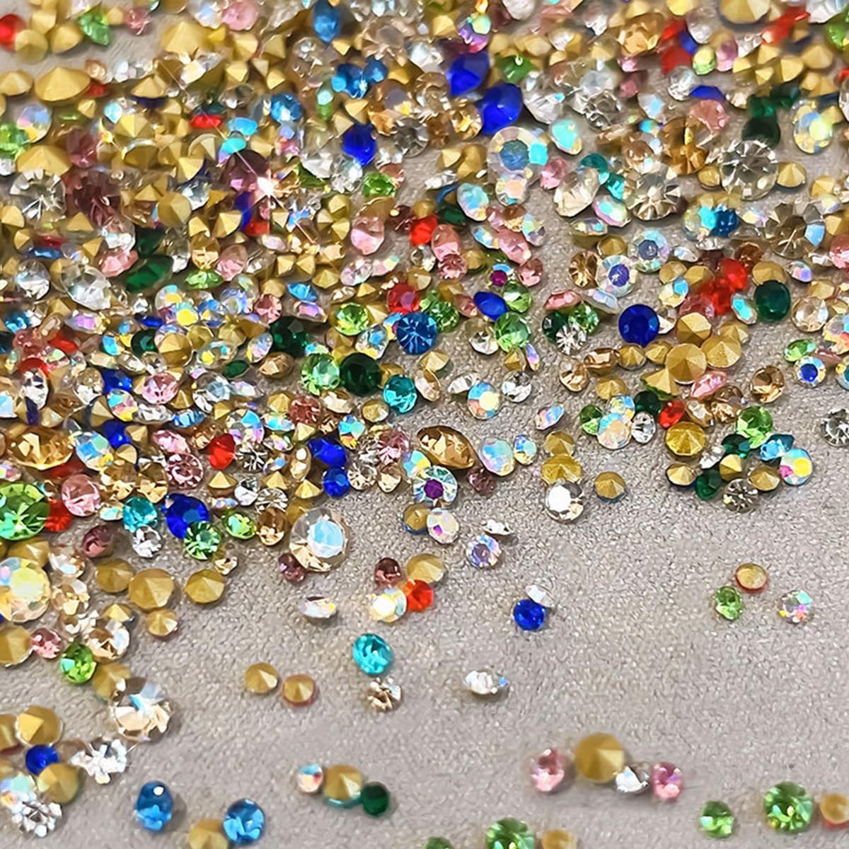1440Pcs Shiny Colorful Nail Art Rhinestones 3D Nail Charms Pointed Bottom Art…