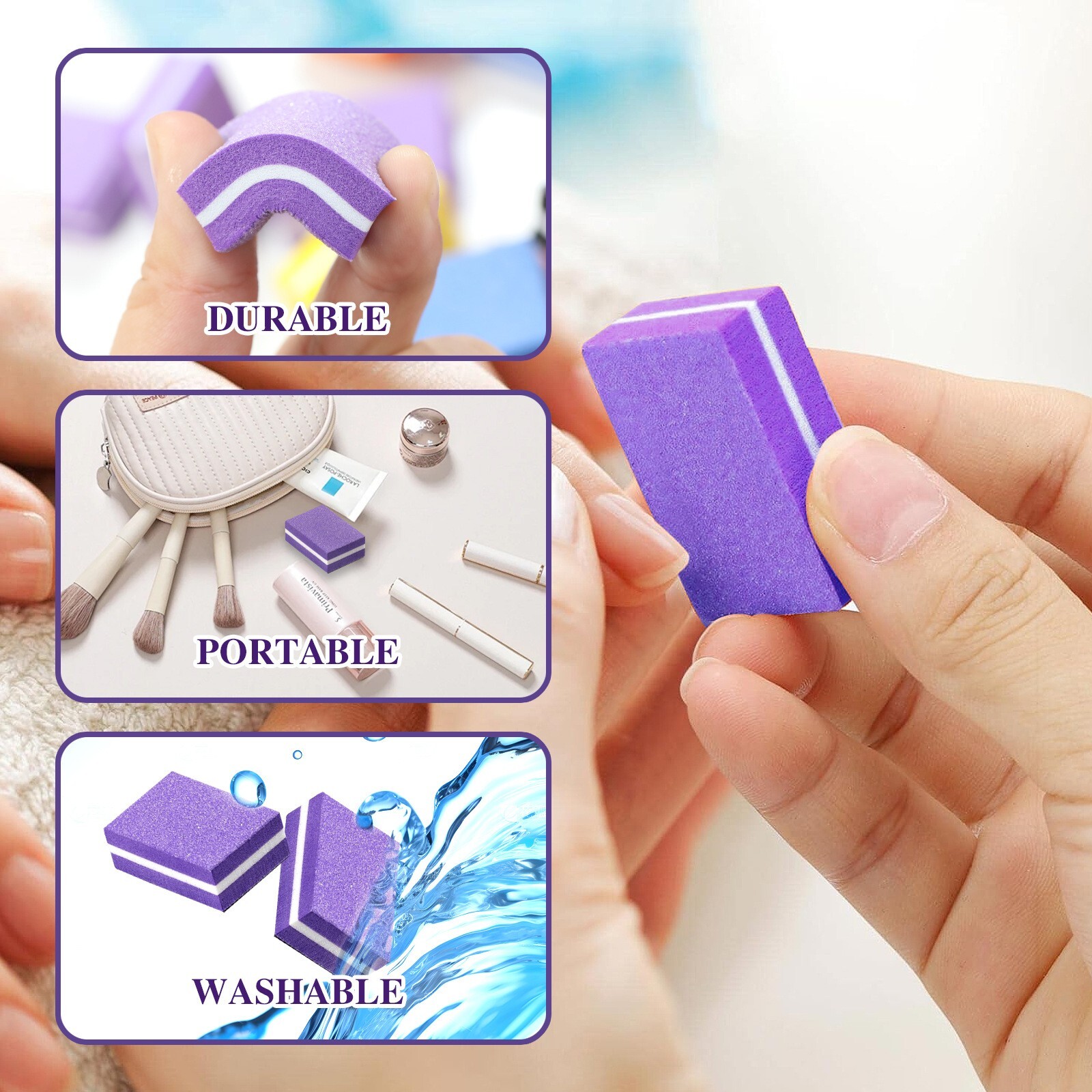 50Pcs Mini Nail Buffer Blocks 180/100 Grit Durable Nail Sanding Blocks Nail Tool