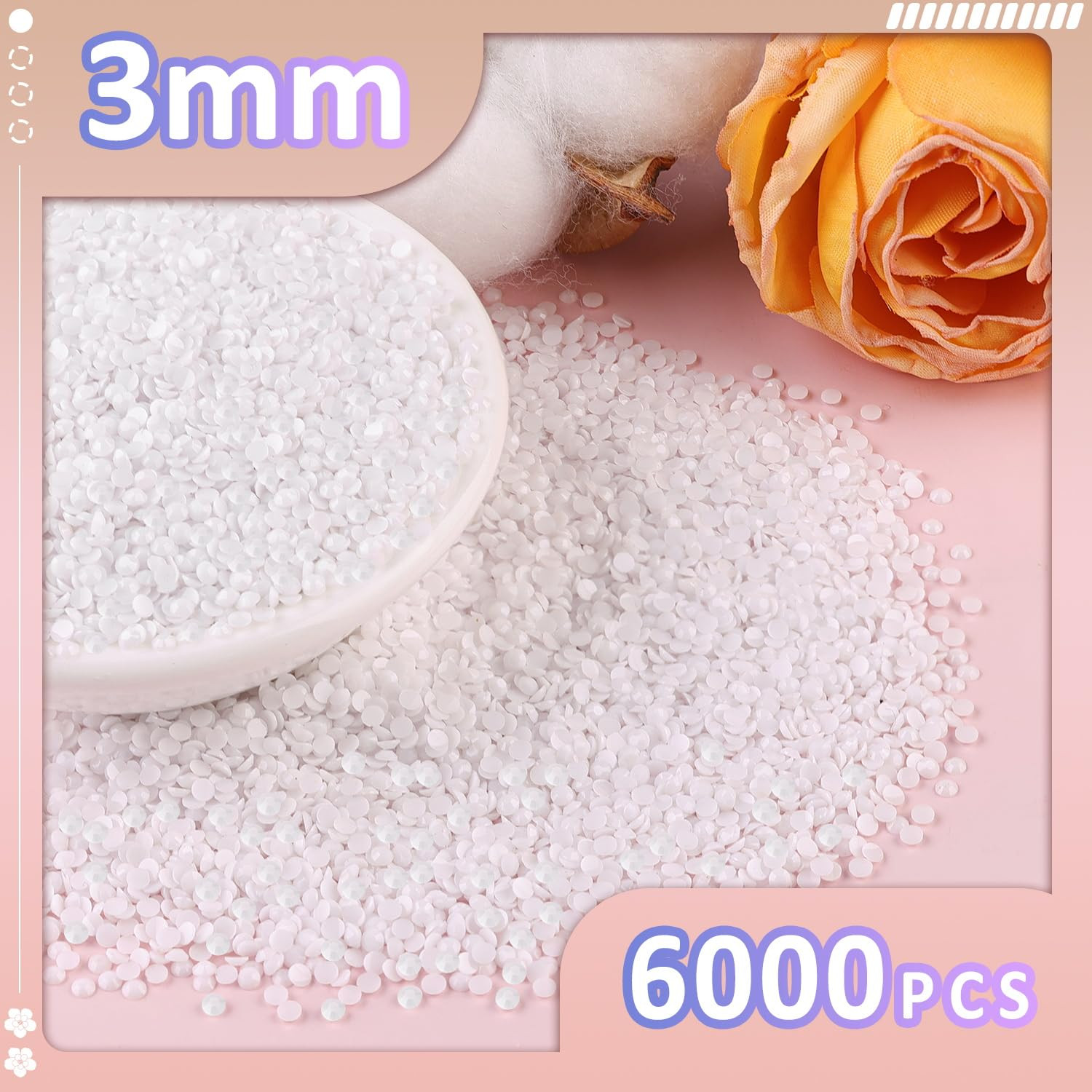 6000Pcs 3Mm Resin Jelly Rhinestones with 1Pcs 10Ml B7000 Jewelry Glue for Crafti