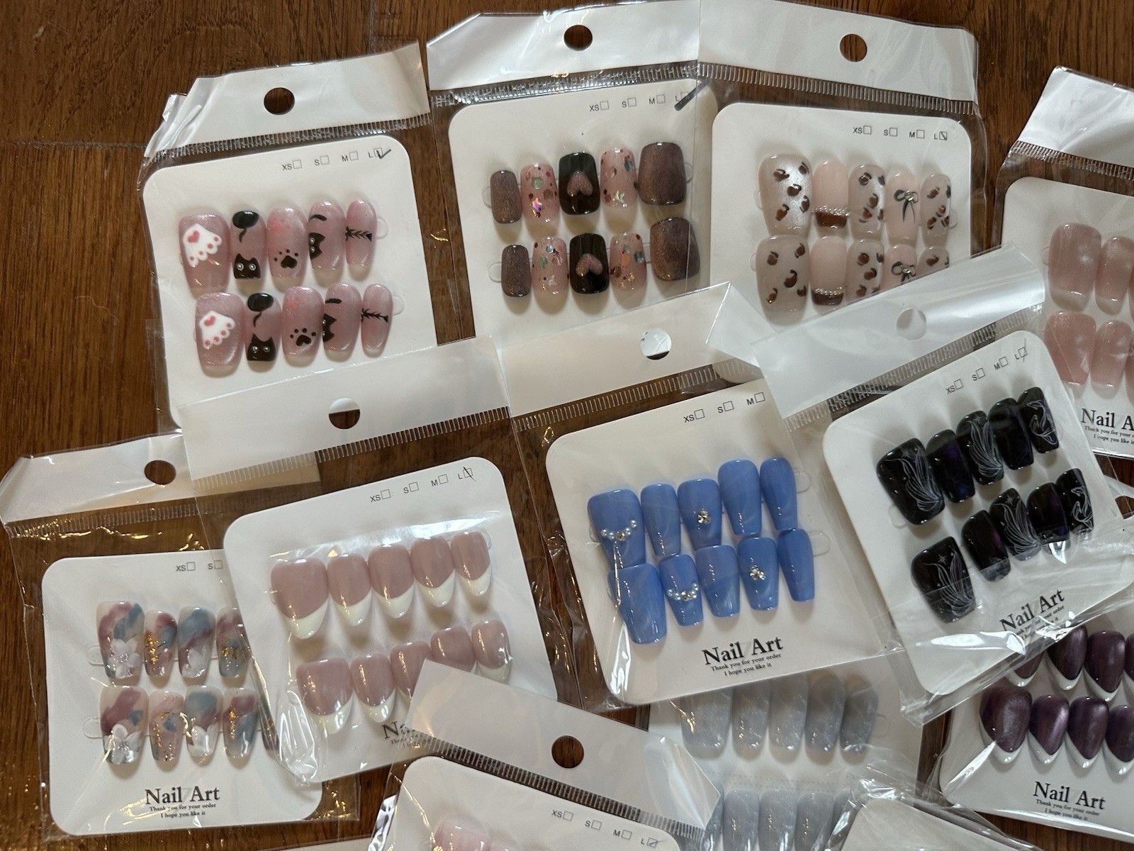20 sets Pre-Designed Full Cover Coffin Long Press-On Nails Multicolor UNOPENED