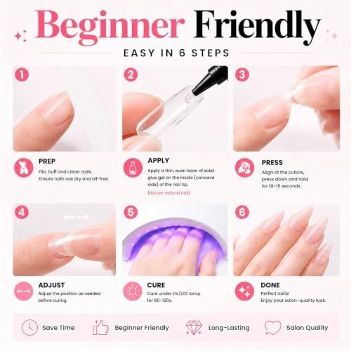 Beetles 2Pcs*20g Solid Nail Glue Gel, Tipex Soft Nail Tips Glue Super Strong for