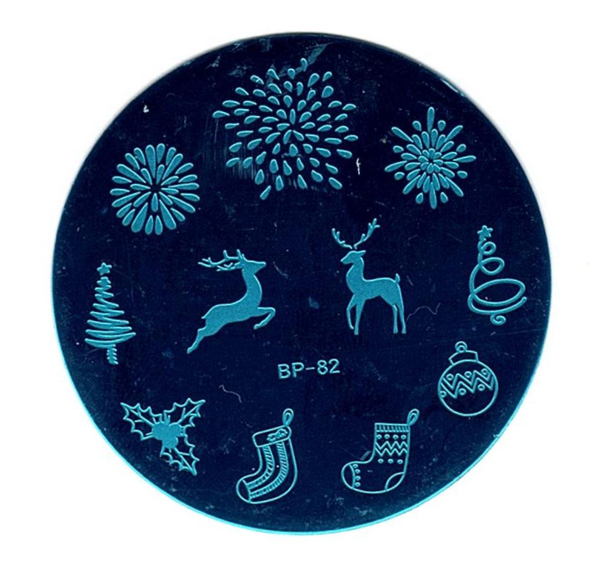 Christmas Tree Deer Fireworks Manicure Nail Art Stamping Template Image Plate