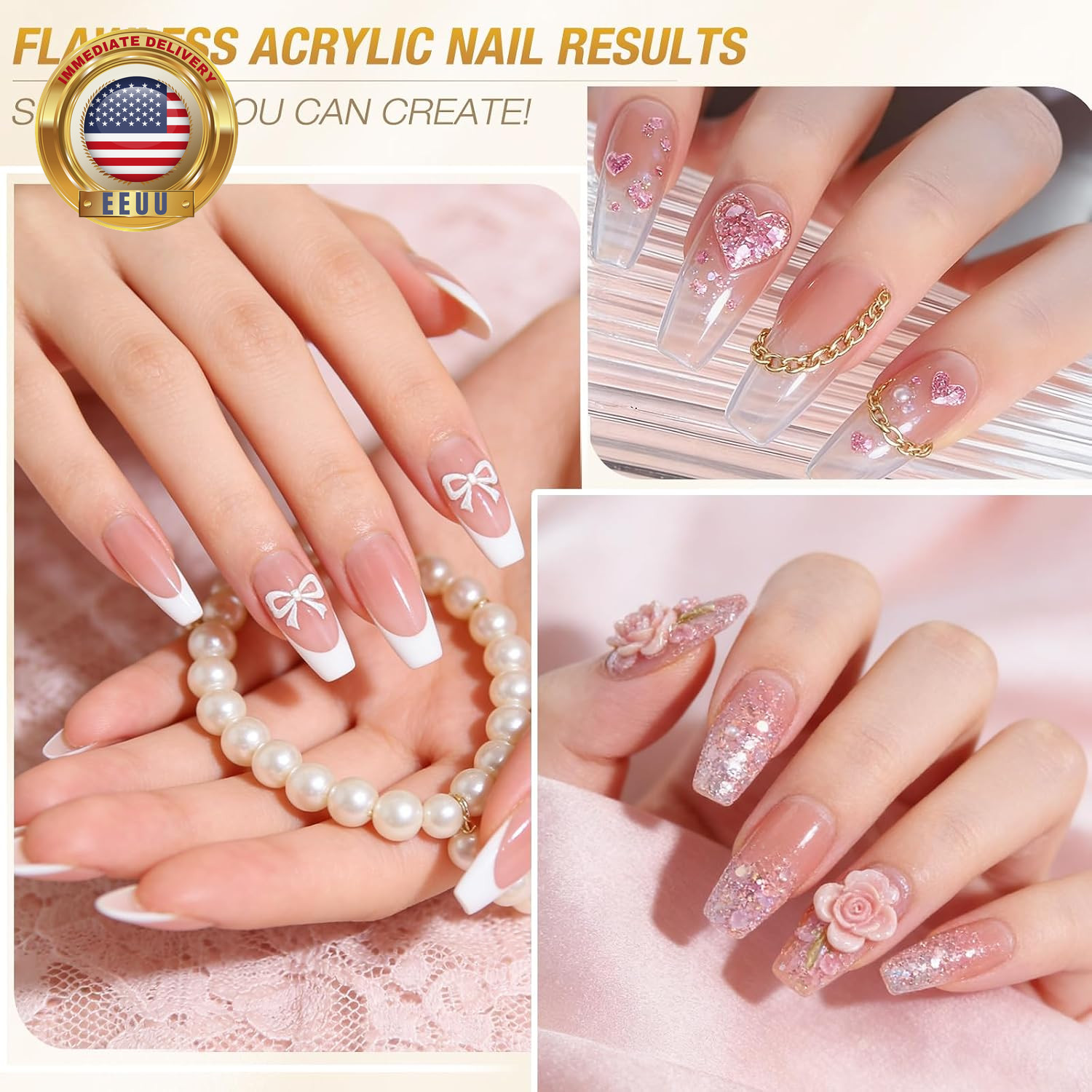 Clear Acrylic Nail Kit – Quick Dry Long Lasting Acrylic Powder & Liquid Set with