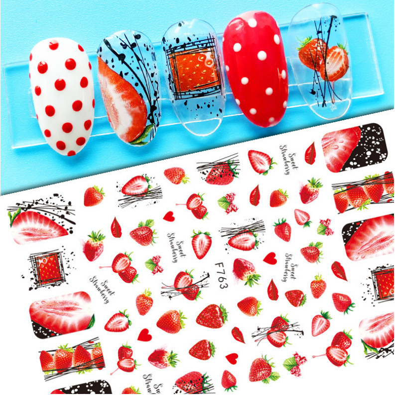 3D Nail Art Sticker Transfer Decals Strawberry Cherry Lemon Fruit Pattern NH15
