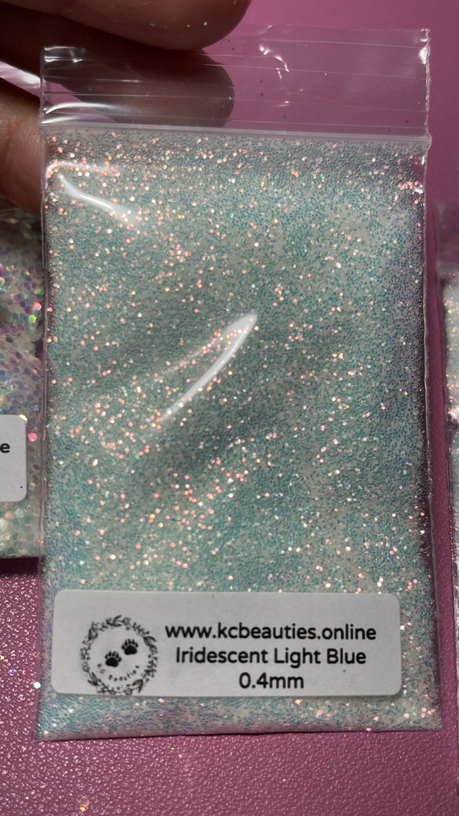 Iridescent White Glitter Hex Snow Light Blue pink blue sheen Nail Art US seller
