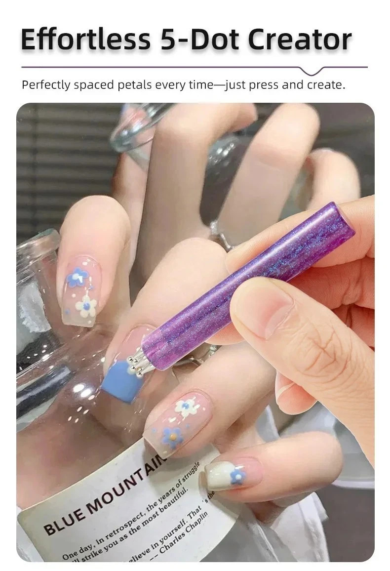 Easy Painting Flower Nail purple Pen Nail Dotting Tool for DIY Nail Art