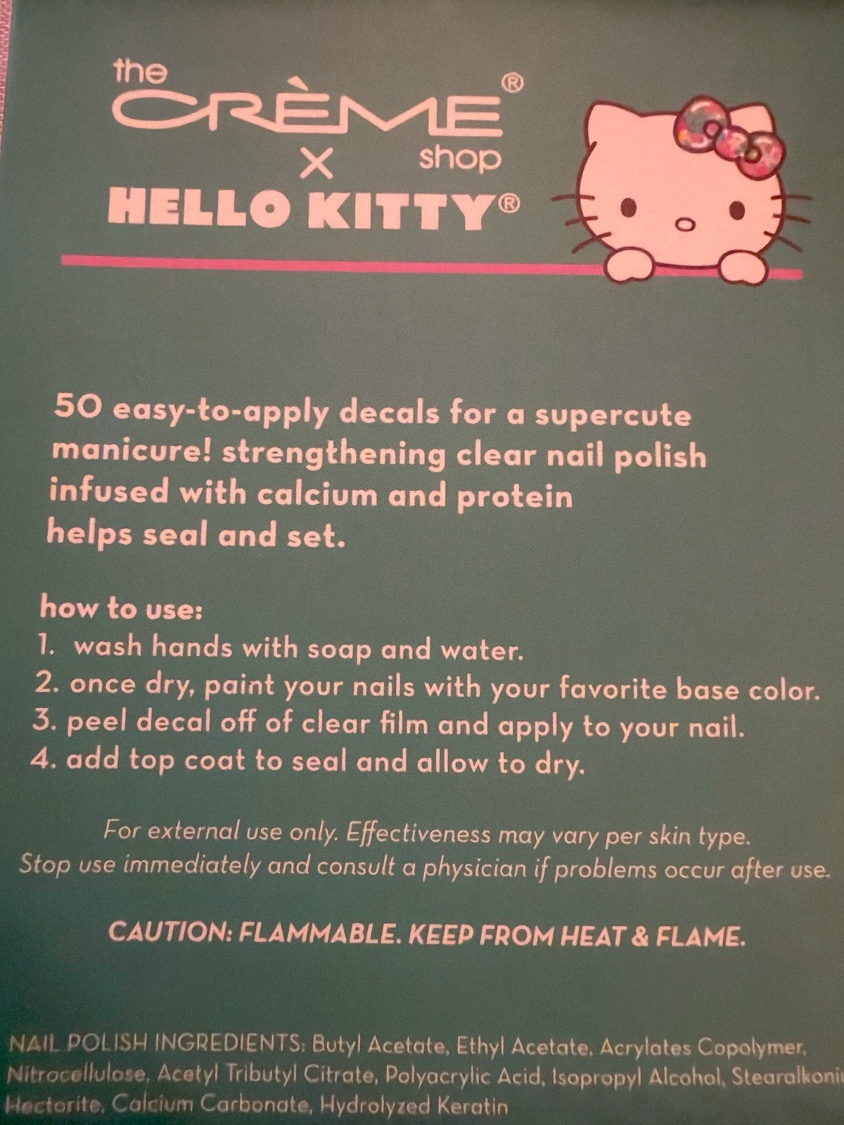 The Crème Shop x Hello Kitty Nail Decals Set 50 Stickers + Clear Polish NIB