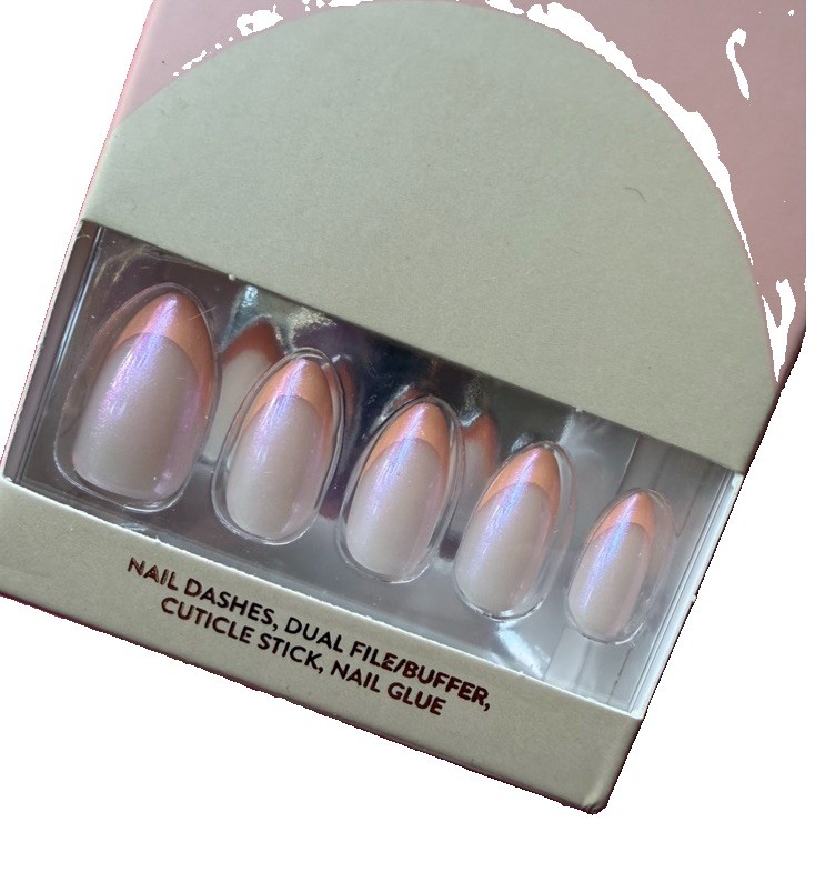 Red Aspen Press On Nail Dashes Maple Glaze Medium Almond NIB