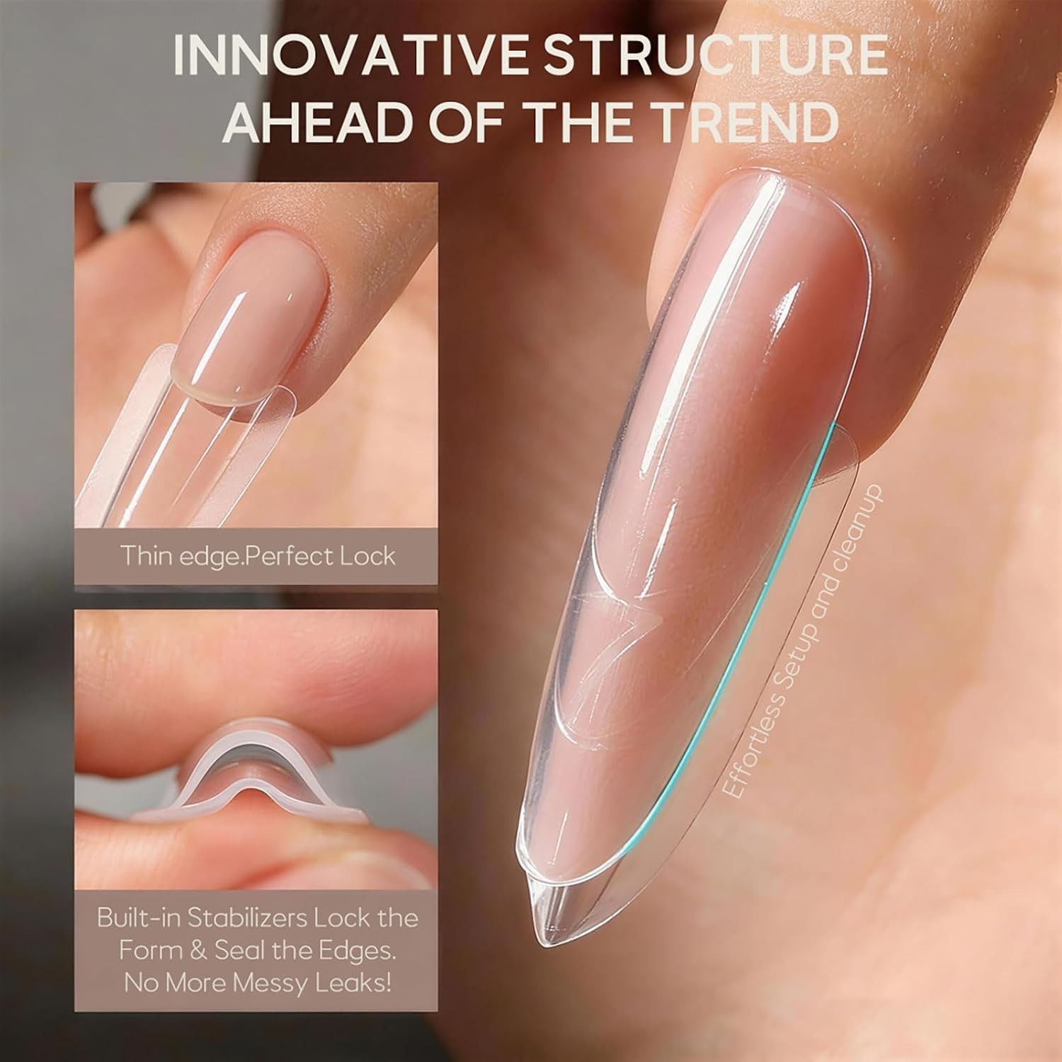 Sandwich Nail Dual Forms Builder Gel 240Pcs Coffin Nail Extension Kit Beginner