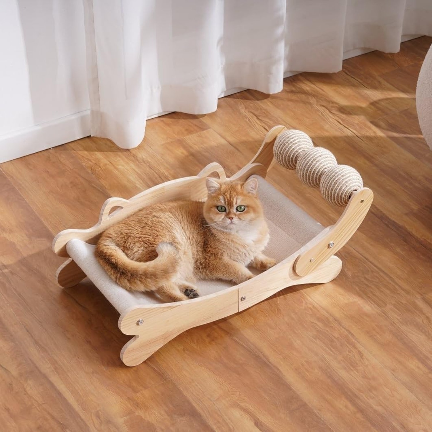 3-in-1 Cat Scratcher Bed for Indoor Cats Sisal Scratcher & Hammock Lounge wit…