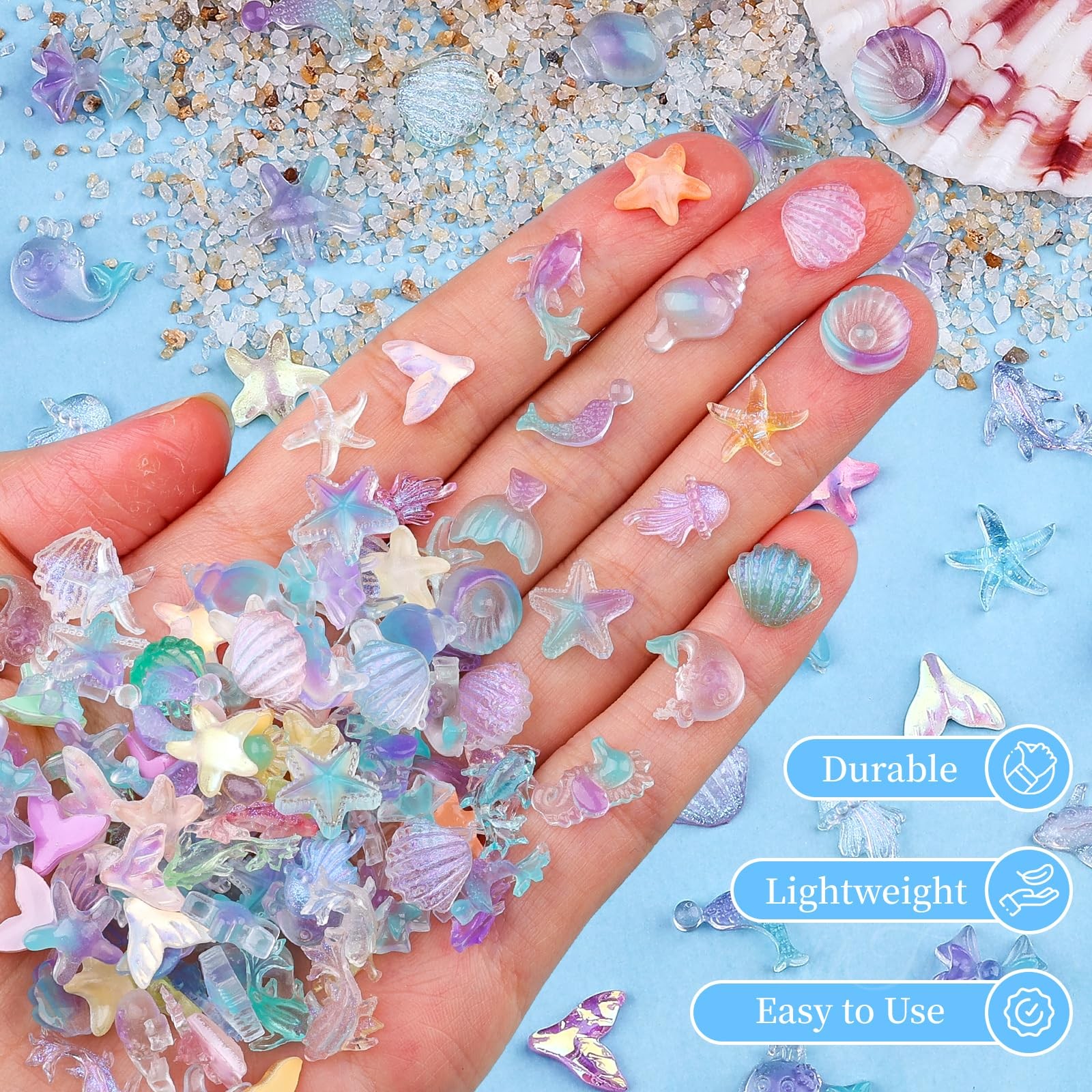 250Pcs Summer Beach Nail Resin Charms Summer Ocean Theme Nail Rhinestones 3D …